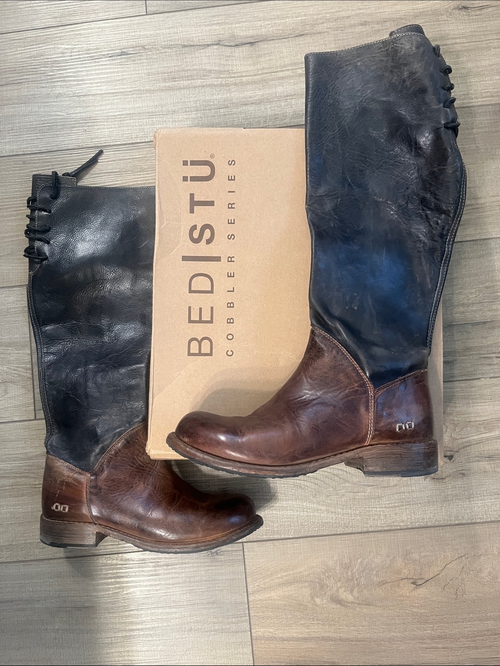BED|STU women’s Two-Tone Leather Riding Boots, box included - gently worn